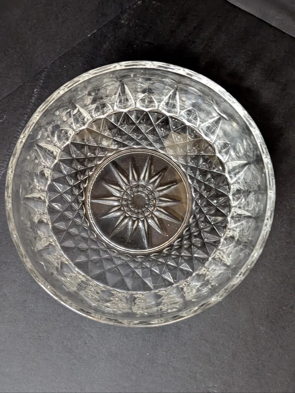 VTG Set Of 6 Arcoroc France Clear Glass Bowls Diamant Design Starburst 4
